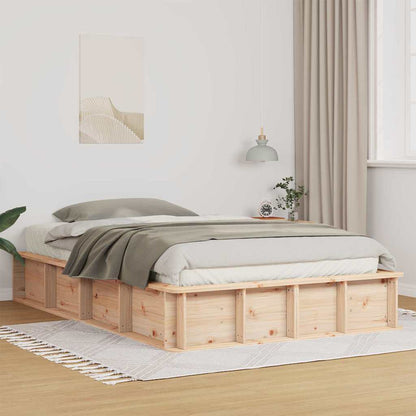 Bed Frame Brown 135 x 190 cm Solid Pine Wood