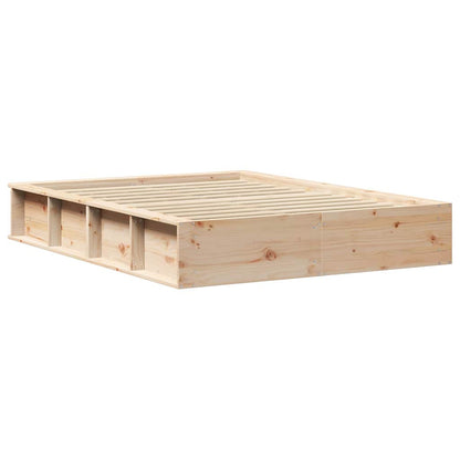 Bed Frame Brown 135 x 190 cm Solid Pine Wood