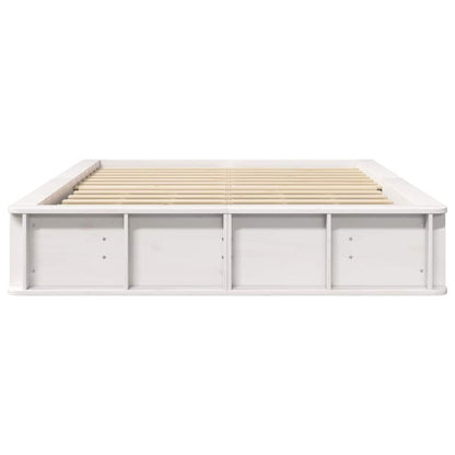 Bed Frame White 135 x 190 cm Solid Pine Wood