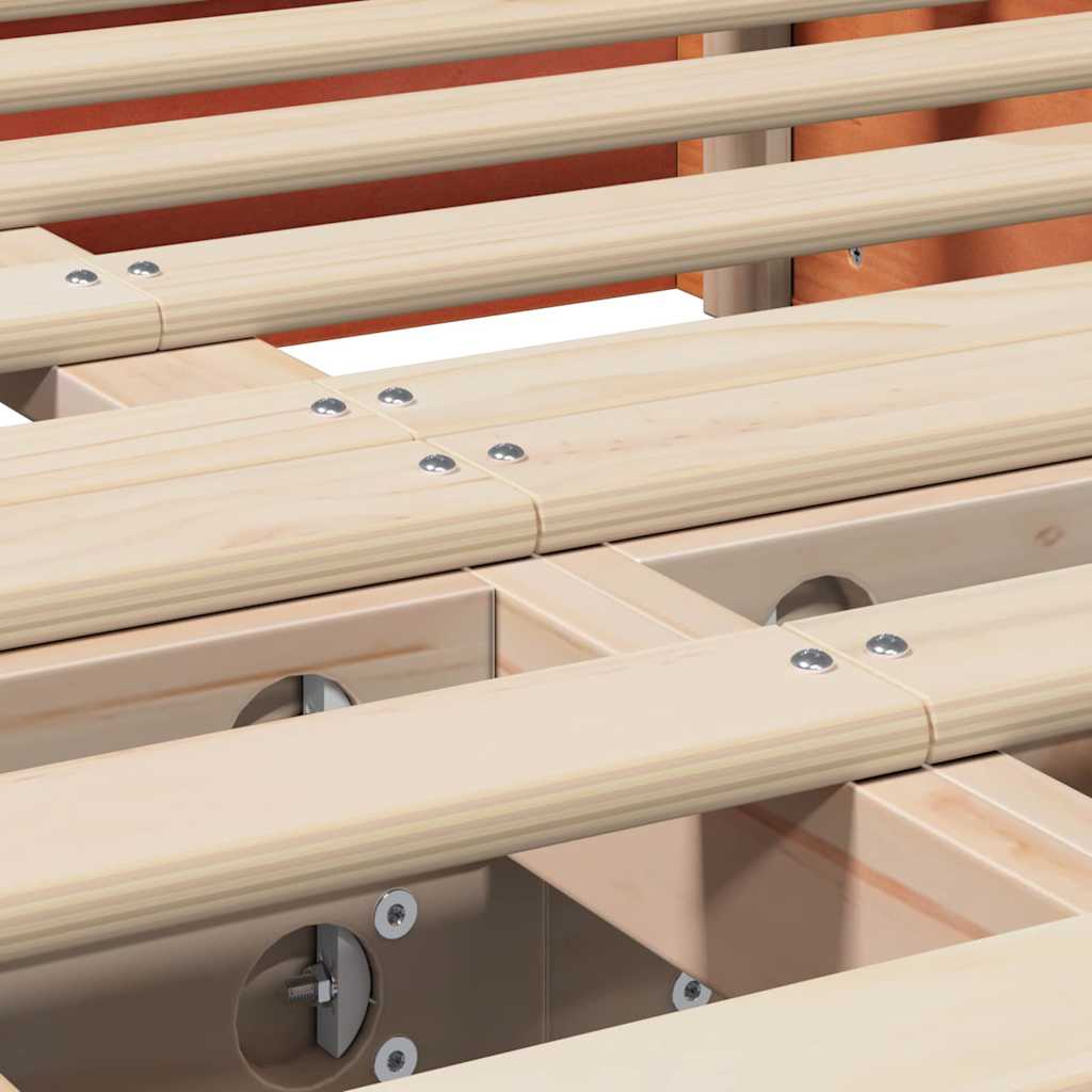 Bed Frame Wax Brown 135 x 190 cm Solid Pine Wood