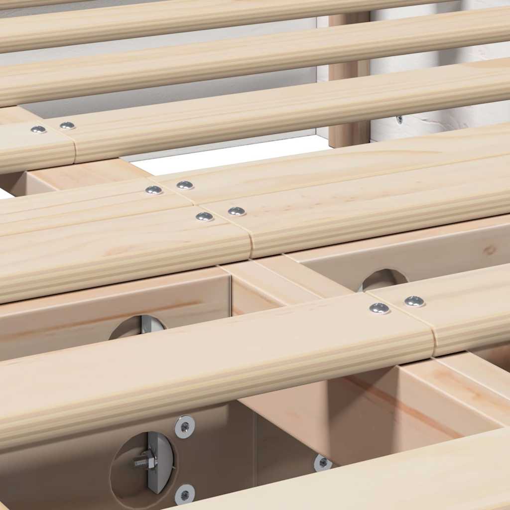 Bed Frame White 120 x 190 cm Solid Pine Wood