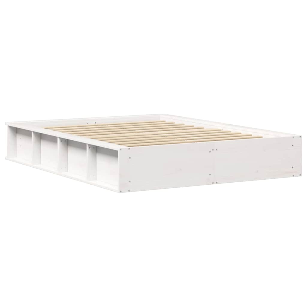 Bed Frame White 120 x 190 cm Solid Pine Wood