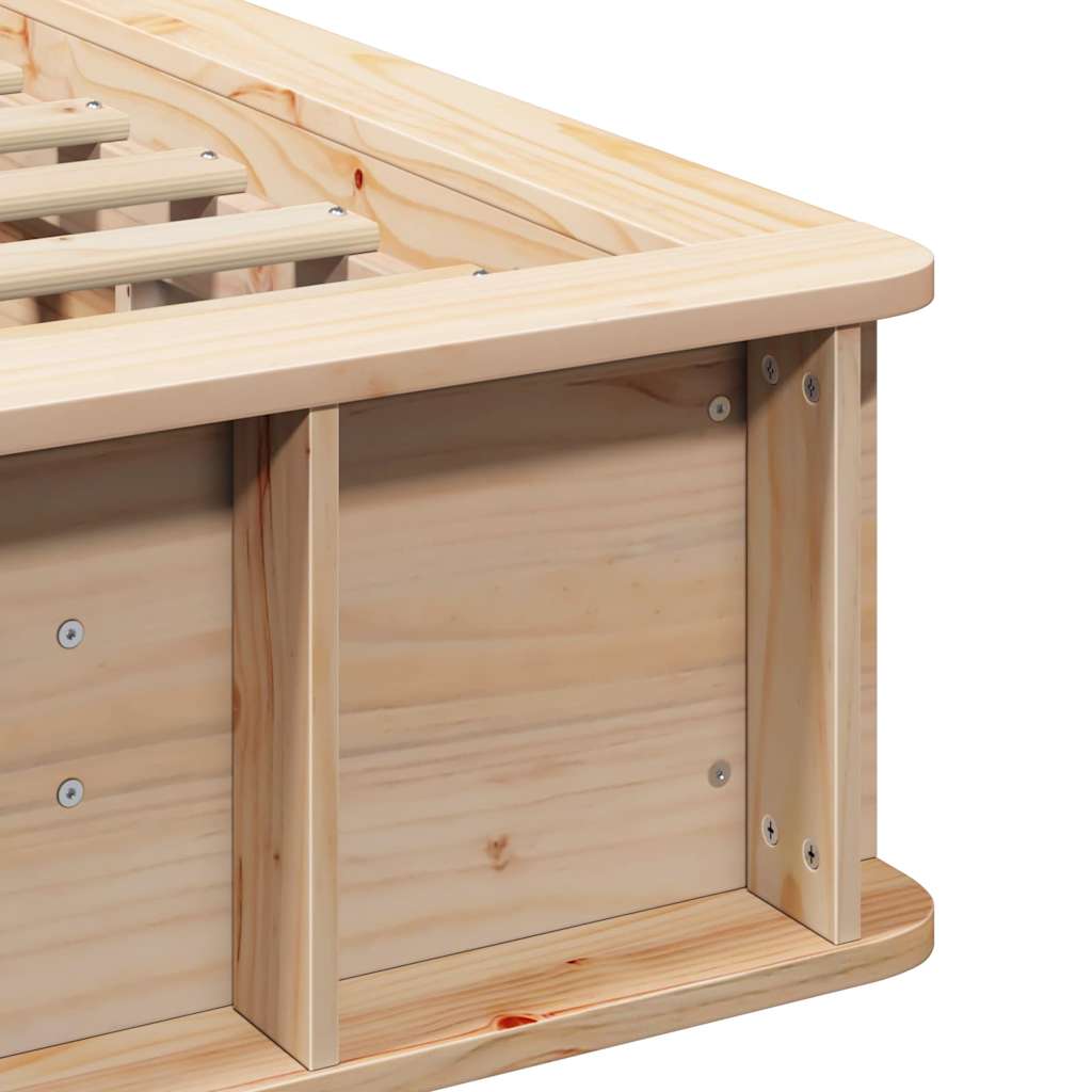 Bed Frame Brown 100 x 200 cm Solid Pine Wood