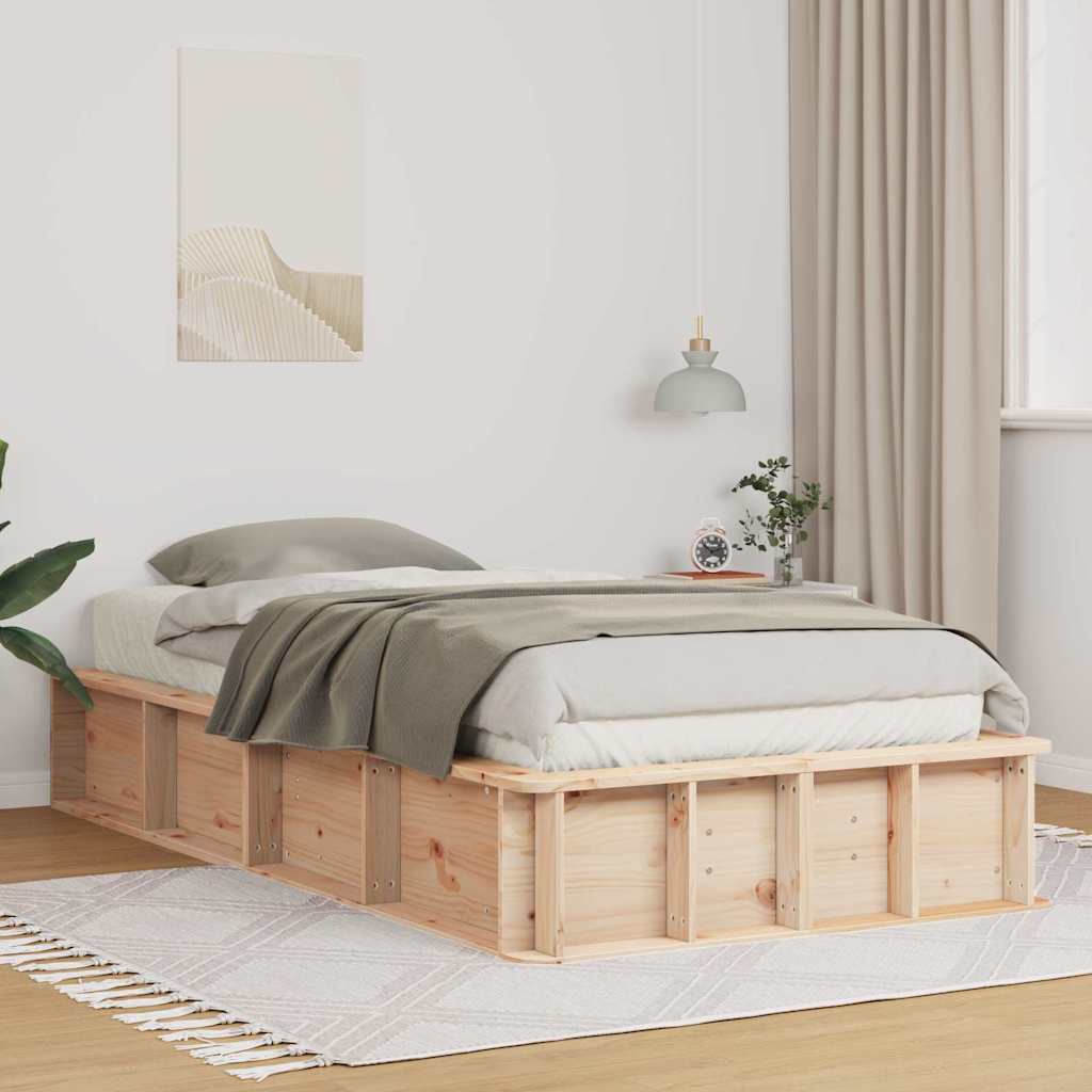 Bed Frame Brown 100 x 200 cm Solid Pine Wood