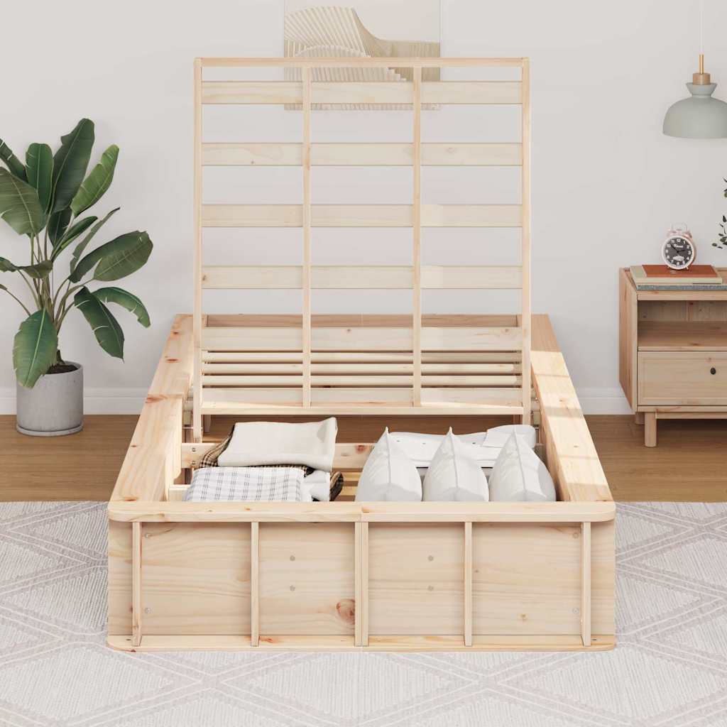 Bed Frame Brown 100 x 200 cm Solid Pine Wood