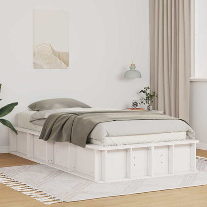 Bed Frame White 100 x 200 cm Solid Pine Wood