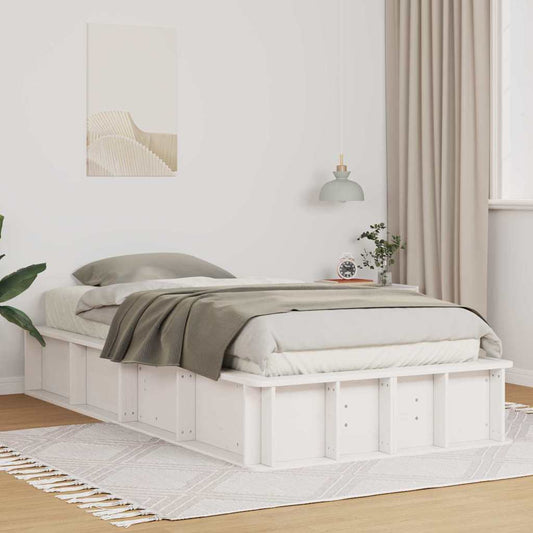 Bed Frame White 100 x 200 cm Solid Pine Wood
