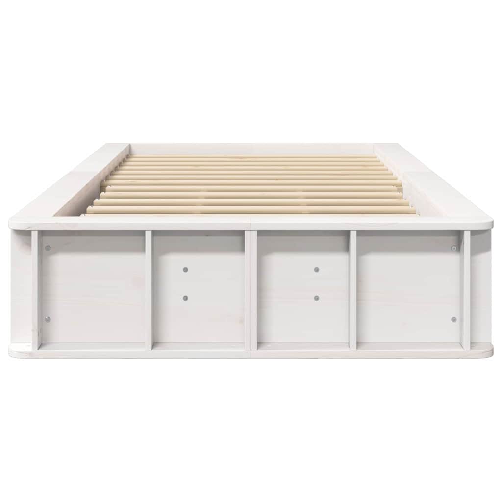 Bed Frame White 100 x 200 cm Solid Pine Wood