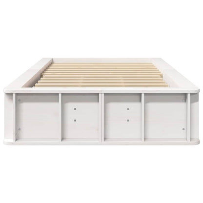 Bed Frame White 100 x 200 cm Solid Pine Wood