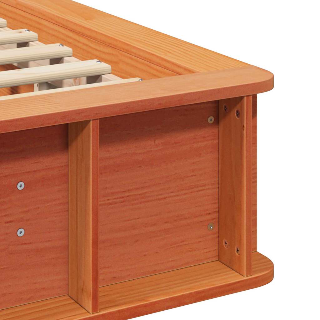 Bed Frame Wax Brown 100 x 200 cm Solid Pine Wood