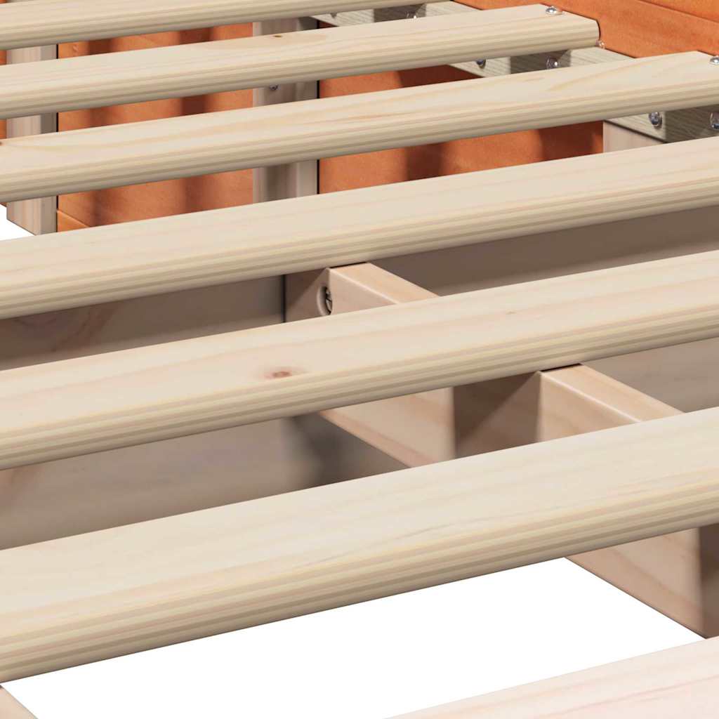 Bed Frame Wax Brown 100 x 200 cm Solid Pine Wood