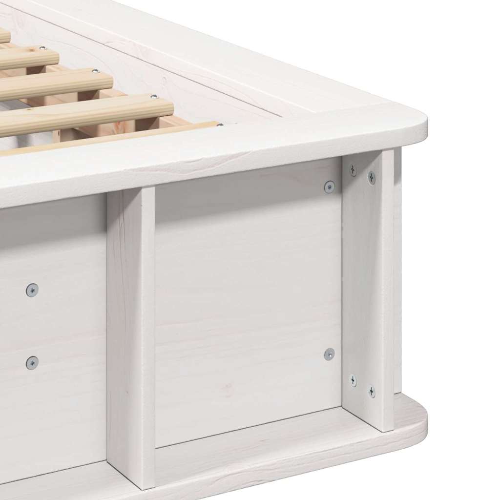 Bed Frame White 90 x 200 cm Solid Pine Wood