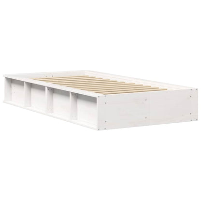 Bed Frame White 90 x 200 cm Solid Pine Wood