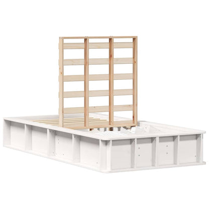 Bed Frame White 90 x 200 cm Solid Pine Wood