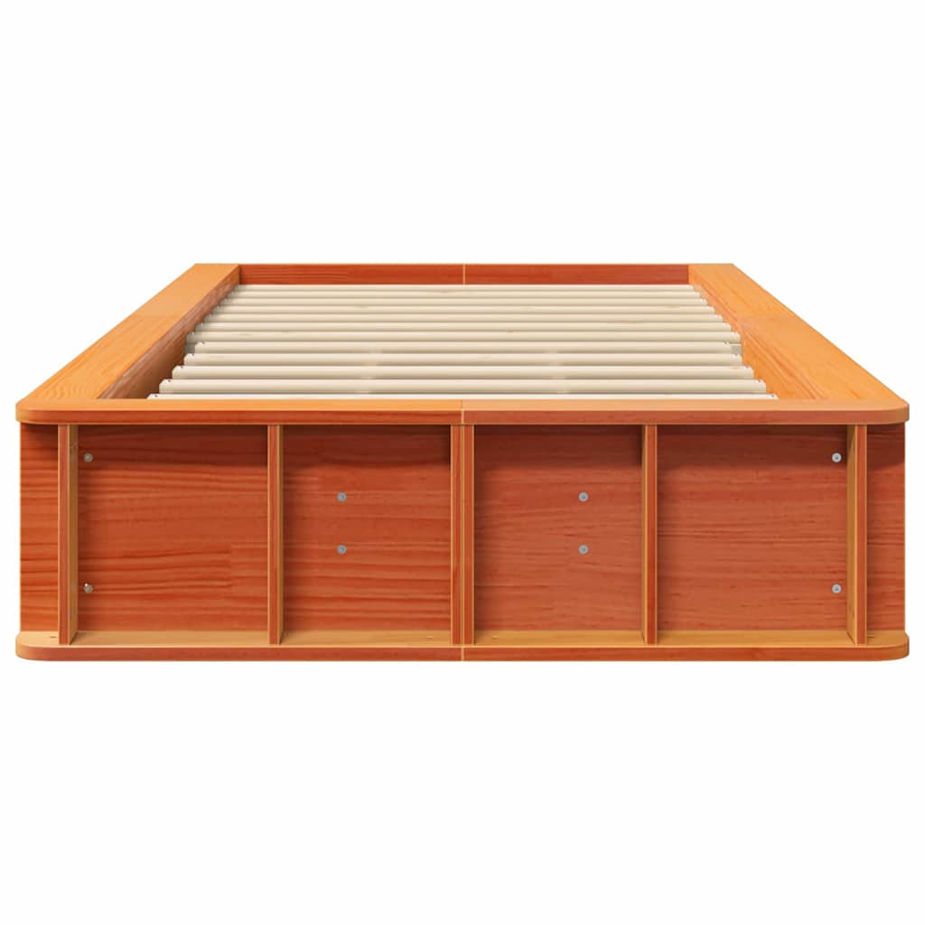 Bed Frame Wax Brown 90 x 200 cm Solid Pine Wood