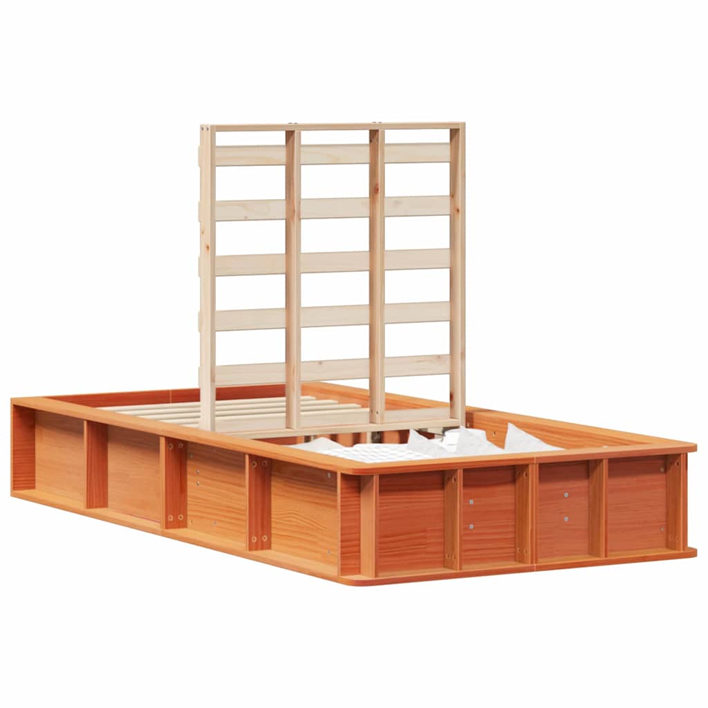 Bed Frame Wax Brown 90 x 200 cm Solid Pine Wood