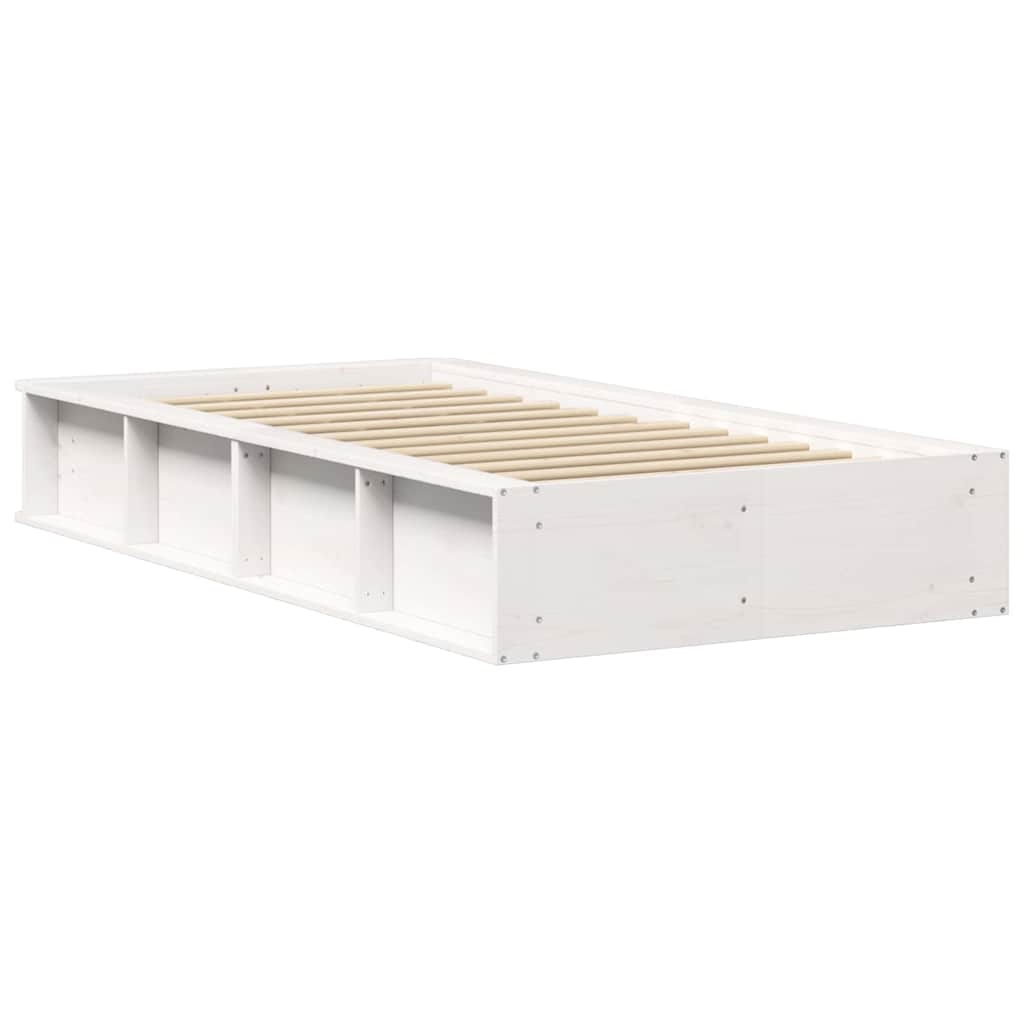 Bed Frame White 80 x 200 cm Solid Pine Wood