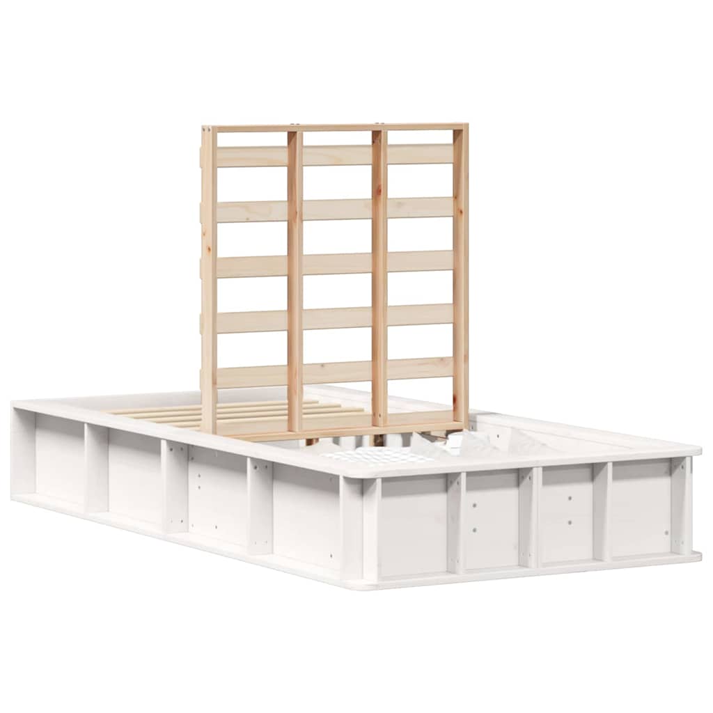 Bed Frame White 80 x 200 cm Solid Pine Wood