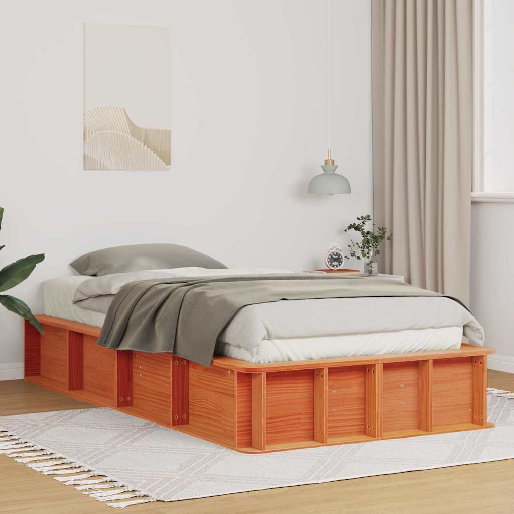 Bed Frame Wax Brown 80 x 200 cm Solid Pine Wood