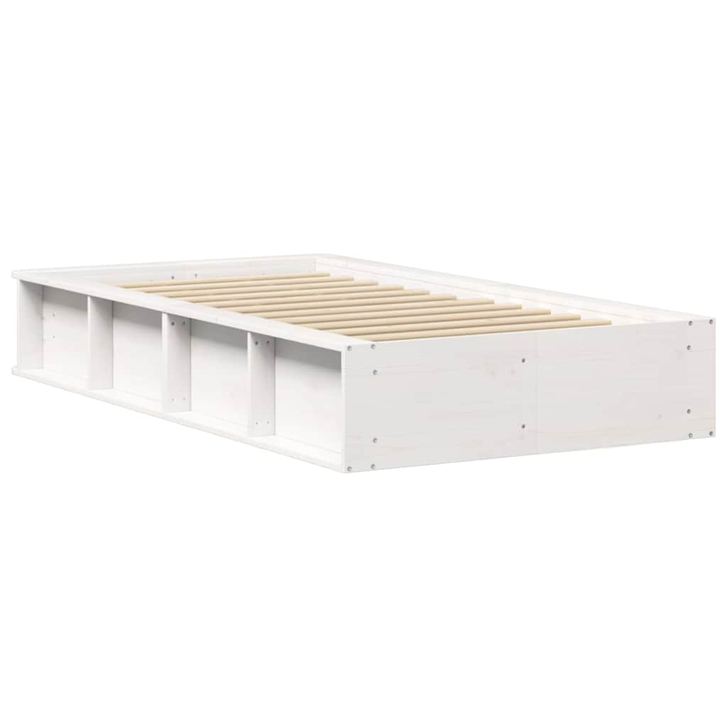Bed Frame with Storage White 90 x 190 cm Solid Pine Wood