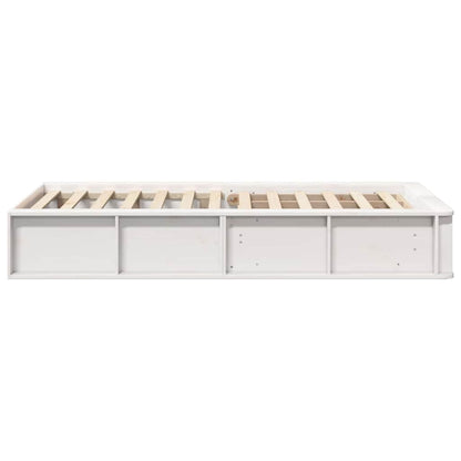 Bed Frame with Storage White 90 x 190 cm Solid Pine Wood
