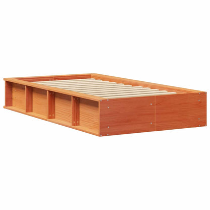 Bed Frame Wax Brown 90 x 190 cm Solid Pine Wood