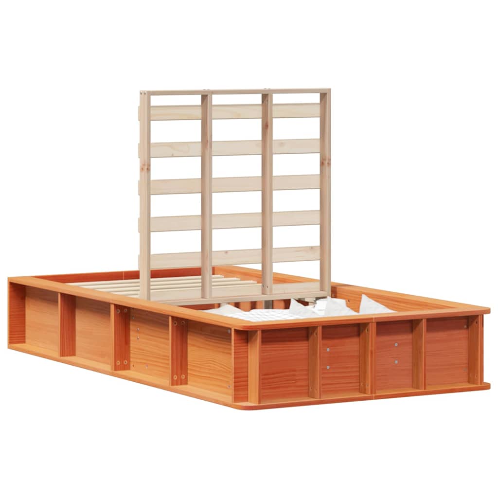 Bed Frame Wax Brown 90 x 190 cm Solid Pine Wood