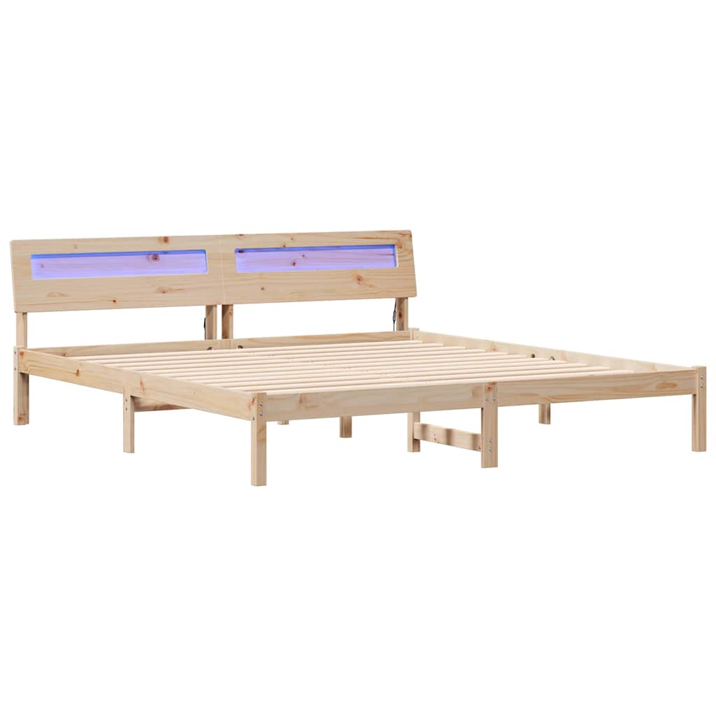 Bed Frame with LED Strip Lights Brown 200 x 200 cm
