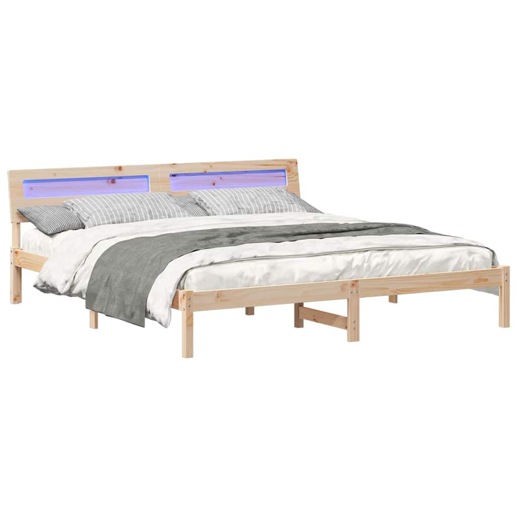 Bed Frame with LED Strip Lights Brown 200 x 200 cm