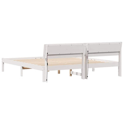 Bed Frame with LED Strip Lights White 200 x 200 cm Wood