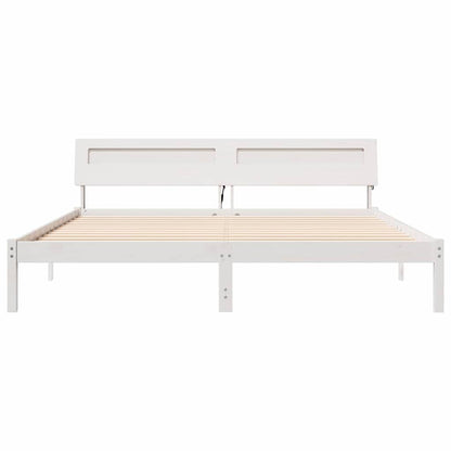 Bed Frame with LED Strip Lights White 200 x 200 cm Wood