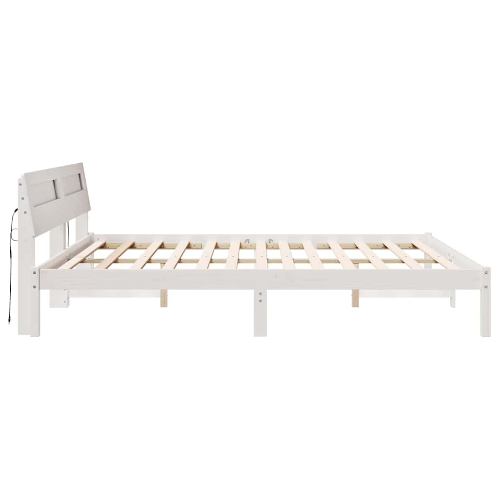 Bed Frame with LED Strip Lights White 200 x 200 cm Wood