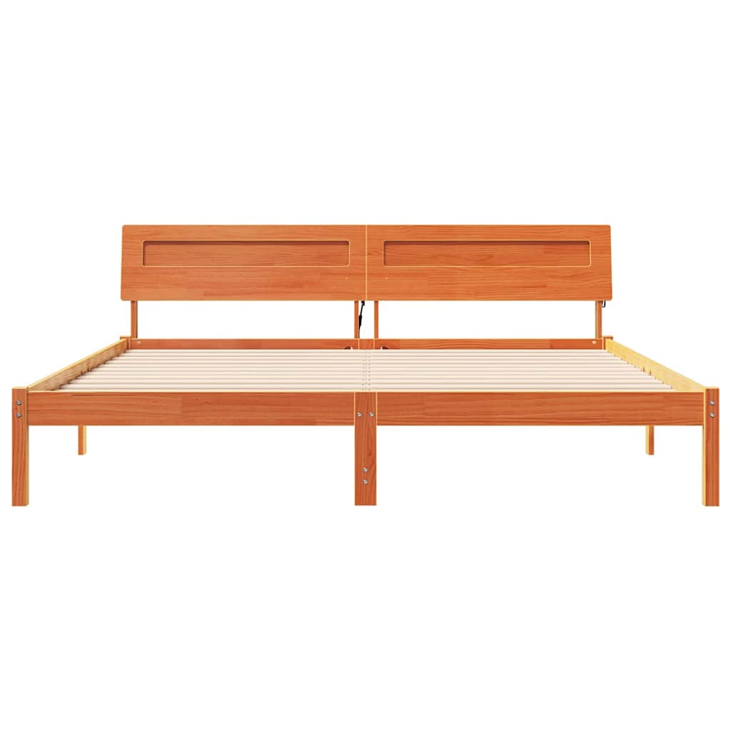 Bed Frame with LED Strip Lights Brown 200 x 200 cm Solid wood