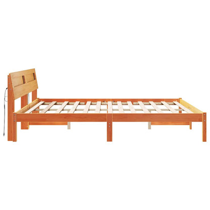 Bed Frame with LED Strip Lights Brown 200 x 200 cm Solid wood