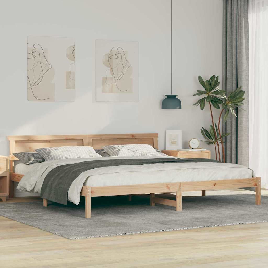 Bed Frame with Headboard Brown 200 x 200 cm Solid pine wood
