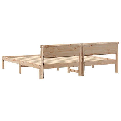 Bed Frame with Headboard Brown 200 x 200 cm Solid pine wood