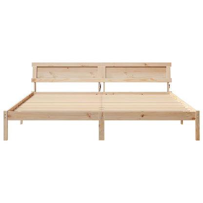 Bed Frame with Headboard Brown 200 x 200 cm Solid pine wood