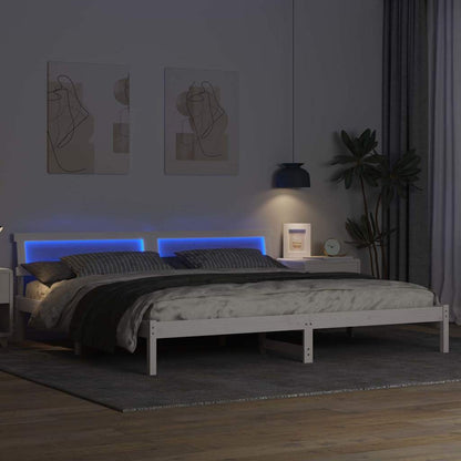 Bed Frame with Headboard White 200 x 200 cm Solid pine wood