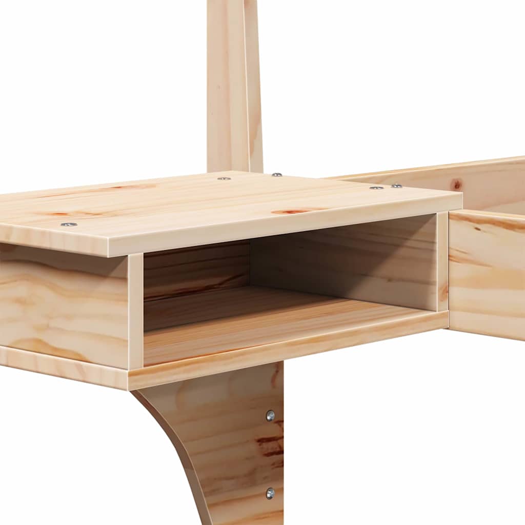 Bed Frame with Headboard Brown Solid pine wood