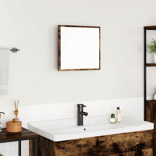 LED Bathroom Mirror Smoked Oak 40 x 37 x 8.5 cm Engineered Wood