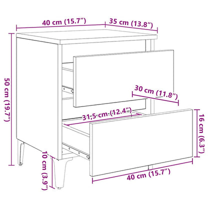 Bedside Cabinet Black oak 40 x 35 x 50 cm Engineered wood