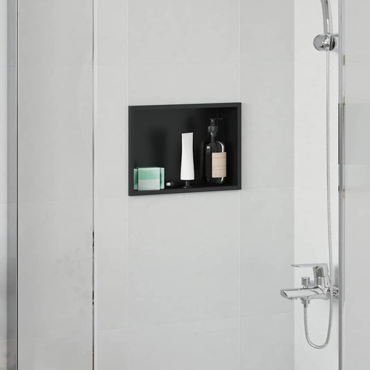 Shower Niche Black 30 x 20 x 9.5 cm Stainless Steel