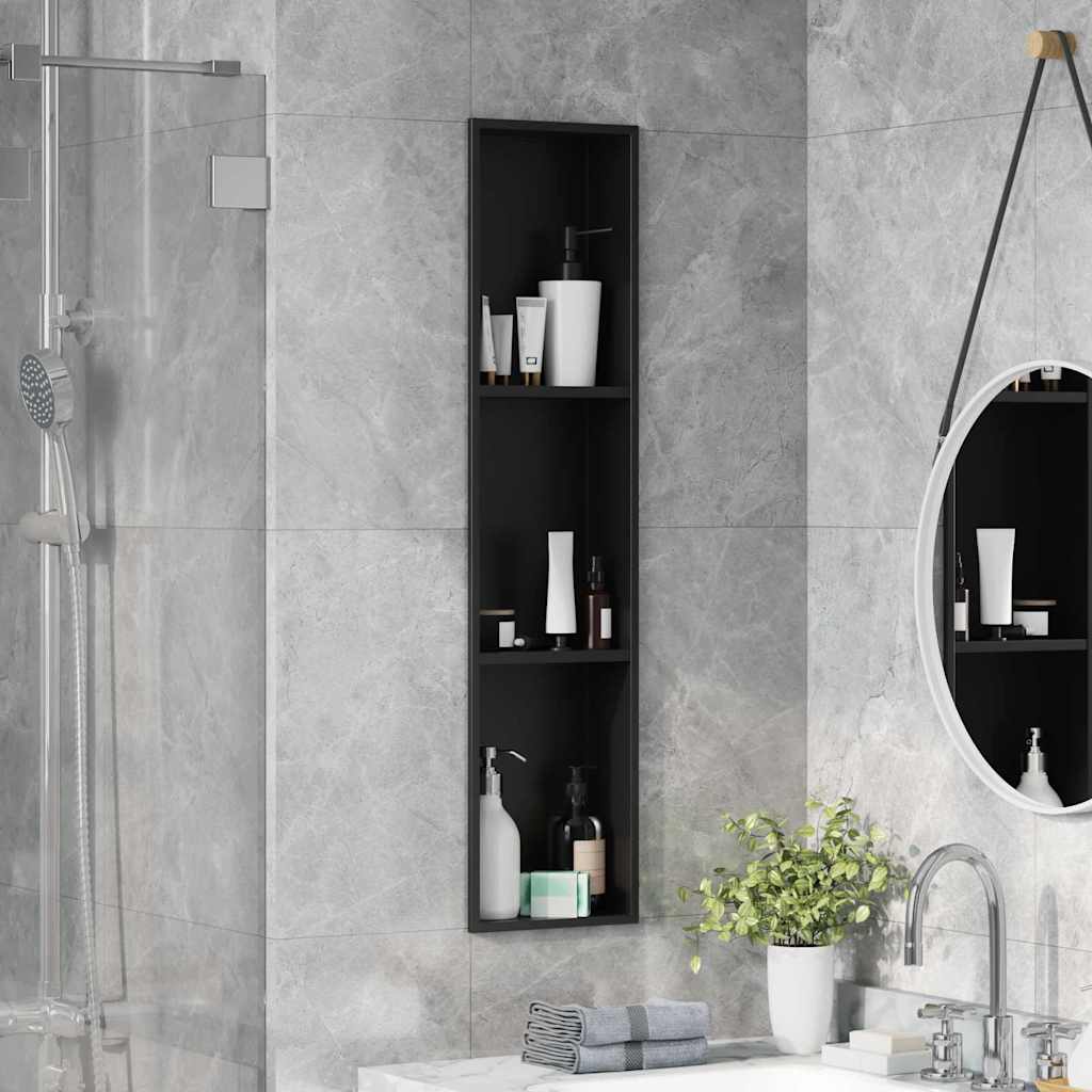 Shower Niche Black 90 x 20 x 9.5 cm Stainless Steel