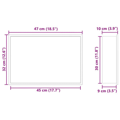 Shower Niche Black 45 x 30 x 9.5 cm Stainless Steel