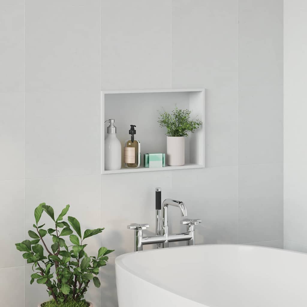 Shower Niche White 45 x 30 x 9.5 cm Stainless Steel