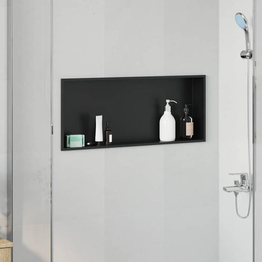 Shower Niche Black 75 x 30 x 9.5 cm Stainless Steel
