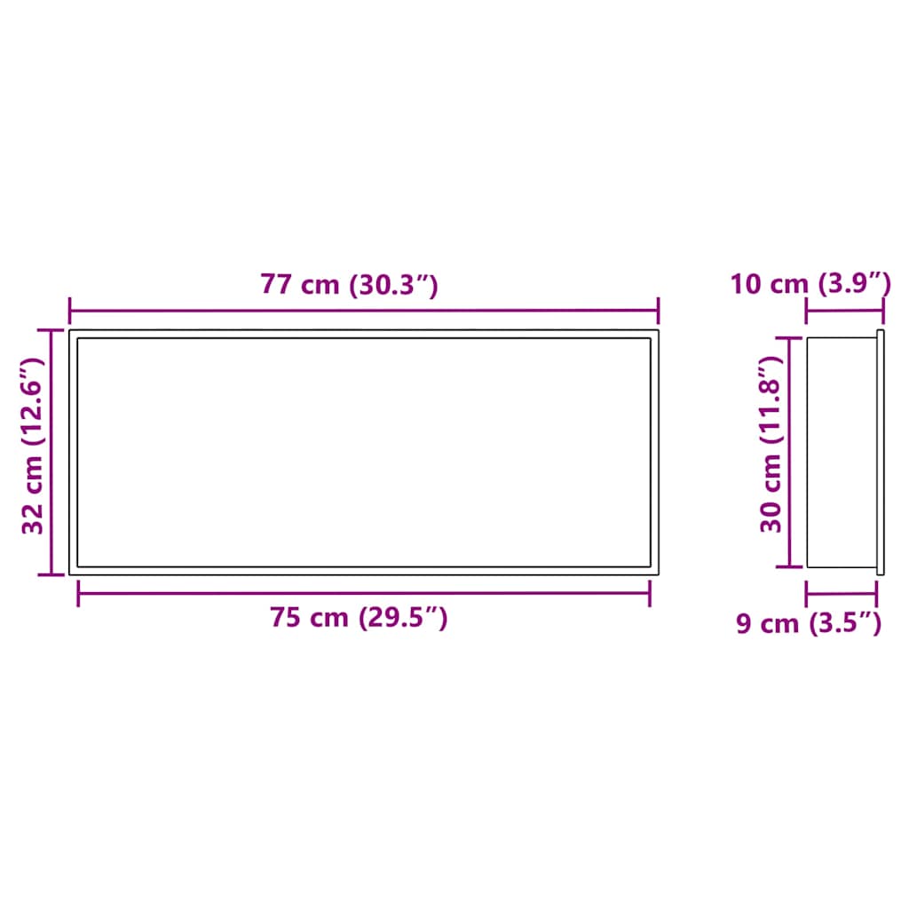 Shower Niche Black 75 x 30 x 9.5 cm Stainless Steel