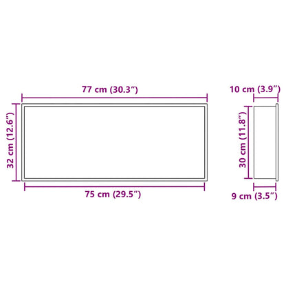 Shower Niche Black 75 x 30 x 9.5 cm Stainless Steel