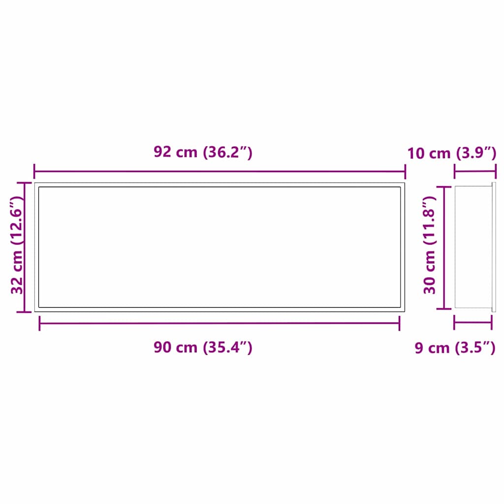 Shower Niche Black 90 x 30 x 9.5 cm Stainless Steel