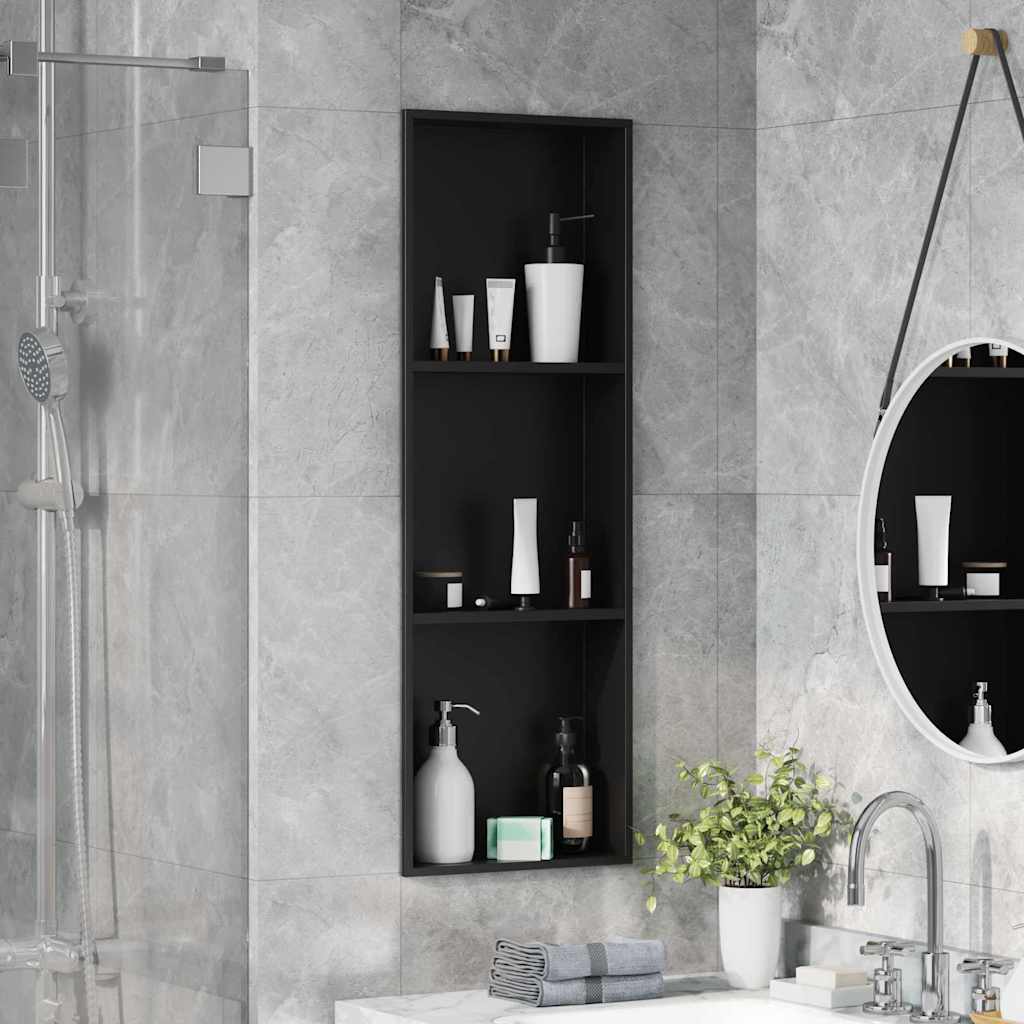 Shower Niche Black 90 x 30 x 9.5 cm Stainless Steel